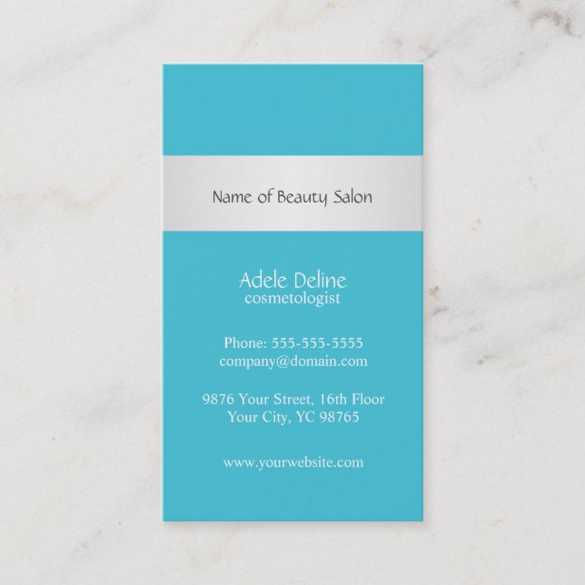Classic Elegant Blue Cosmetologist Business Card (Front)