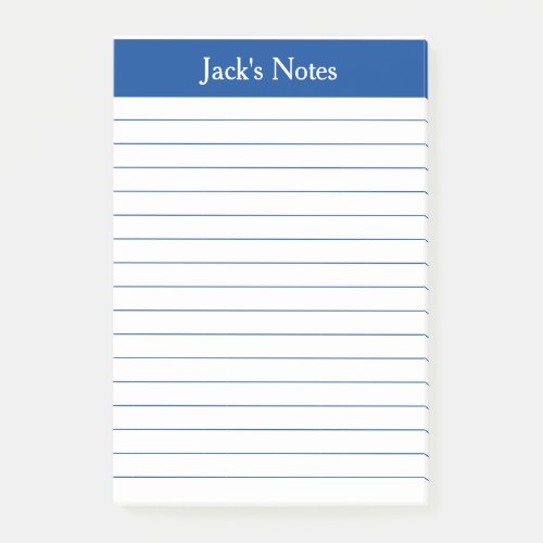 Classic Elegant Blue Lined Personalized Post_it Notes