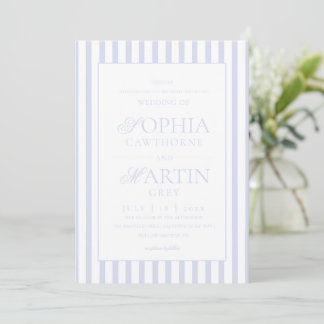 Classic Elegant Blue Striped Wedding  Invitation