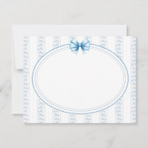 Classic Elegant Blue & White Ribbon Bow Thank You Note Card