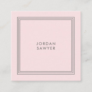 Classic Elegant Blush Pink Triple Frame Square Business Card