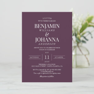 Classic Elegant Bordeaux Color Wine Wedding Invitation