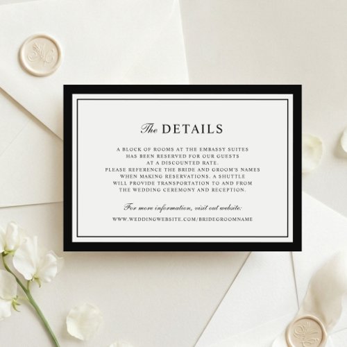 Classic Elegant Border Frame Wedding Details Invitation