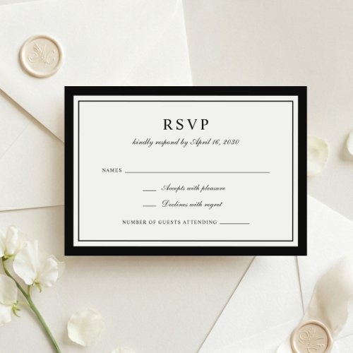 Classic Elegant Border Frame Wedding RSVP Invitation