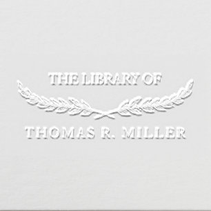Classic Elegant Botanical Custom Name Library Book Embosser