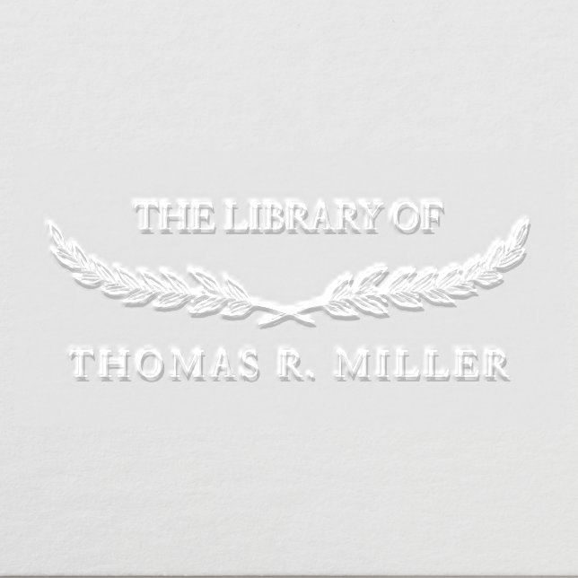 Classic Elegant Botanical Custom Name Library Book Embosser (Design)