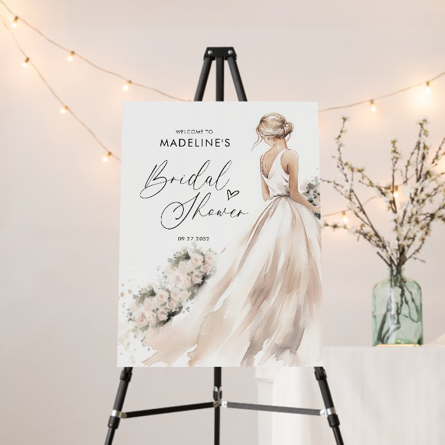 Classic Elegant Bride to be Gown Bridal Shower Foam Board (In Situ (Stand))