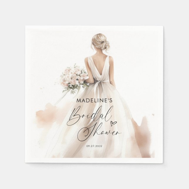 Classic Elegant Bride to be Gown Bridal Shower Napkins (Front)