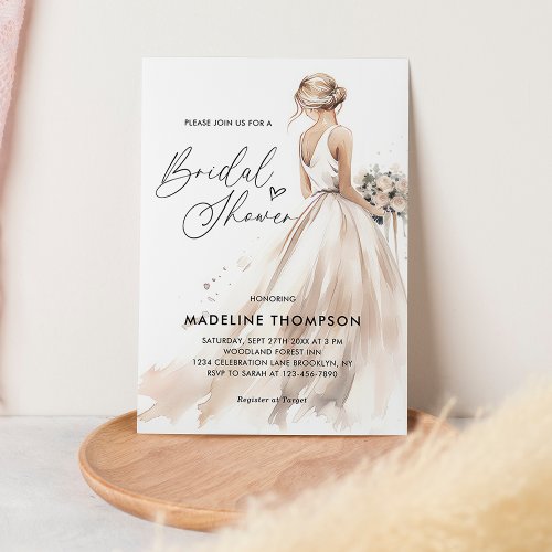Classic Elegant Bride Wedding Gown Bridal Shower Invitation