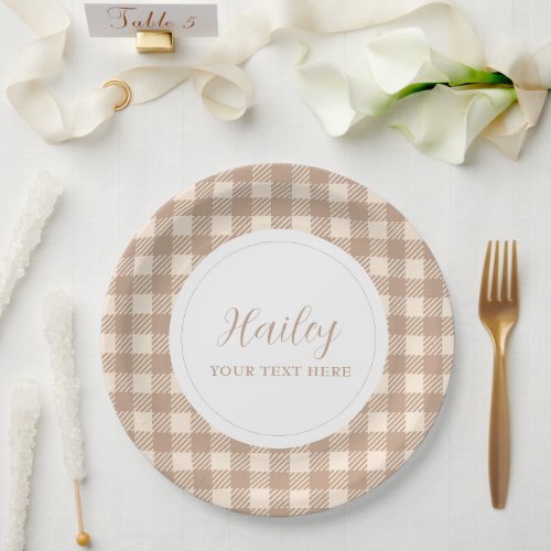 classic elegant brown beige gingham plaid Party