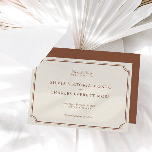 Classic Elegant Brown & Ecru Wedding Save the Date