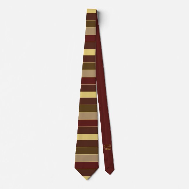 CLASSIC ELEGANT BROWN GOLD STRIPE PATTERN FOR HIM NECK TIE (Front)