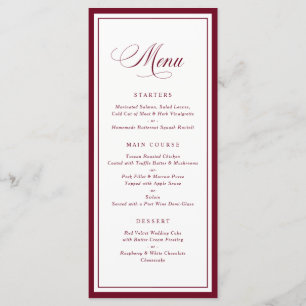 Classic Elegant Burgundy Frame Wedding Menu