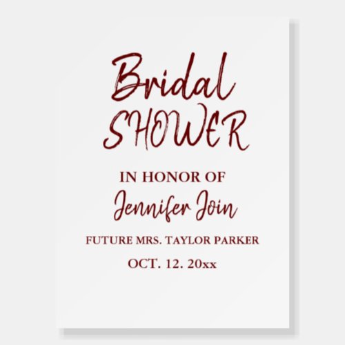 Classic Elegant Burgundy Wedding Bridal Shower Foam Board