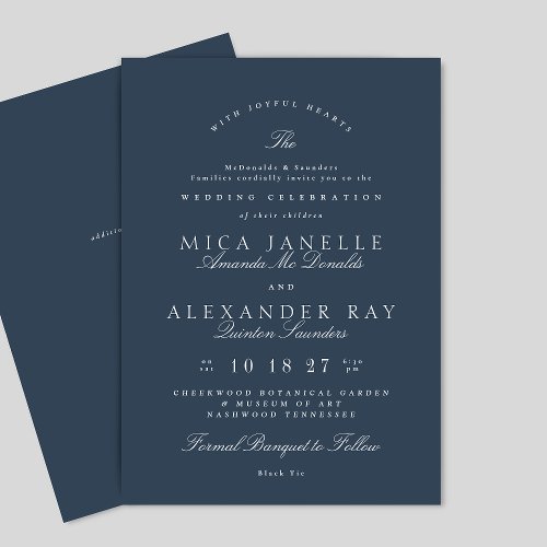 Classic Elegant Calligraphy Formal Navy Blue Invitation