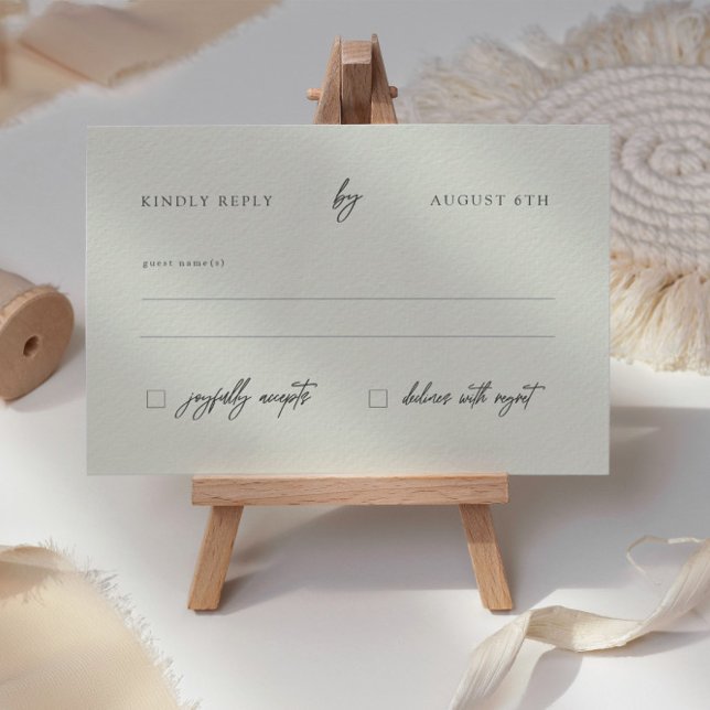 Classic Elegant Calligraphy Ivory Wedding RSVP Car Card (Creator Uploaded)