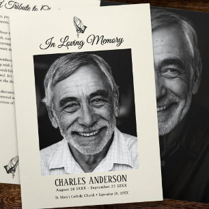 Classic Elegant Catholic Rosary Funeral/Memorial Tri-Fold Program