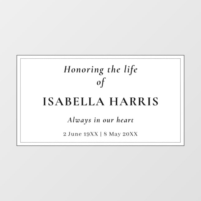 Classic Elegant Celebration of Life Design Window Cling (Sheet)