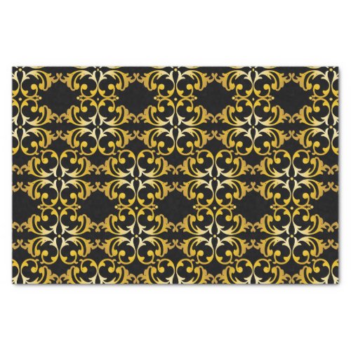 Classic Elegant Chic Gold and Black Damask Pattern Tissue Paper