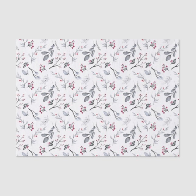 Classic Elegant Christmas Botanical Foliage Tissue Paper (Front)