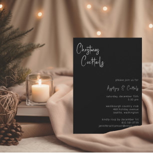 Classic Elegant Christmas Cocktails Holiday Party Invitation