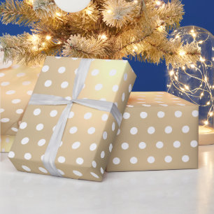 Classic Elegant Christmas Gold White Polka Dots Wrapping Paper