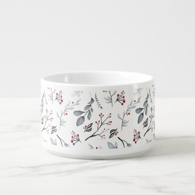 Classic Elegant Christmas Leaves and Berries Bowl (Center)