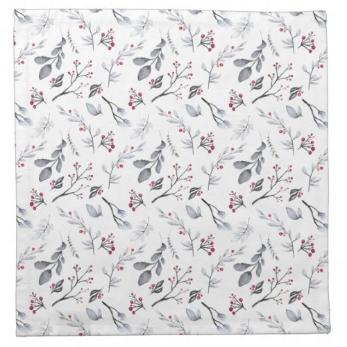 Classic Elegant Christmas Leaves and Berries Cloth Napkin