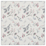 Classic Elegant Christmas Leaves and Berries Fabric