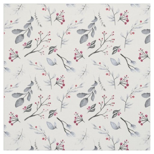 Classic Elegant Christmas Leaves and Berries Fabric