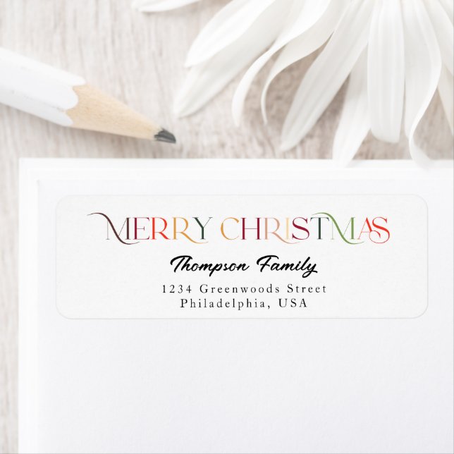 Classic Elegant Colorful Merry Christmas Label (Insitu)