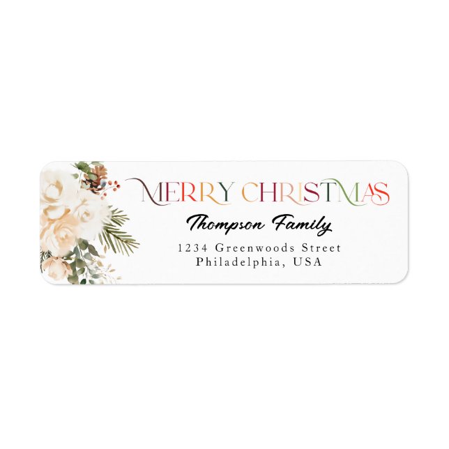 Classic Elegant Colorful Merry Christmas Label (Front)
