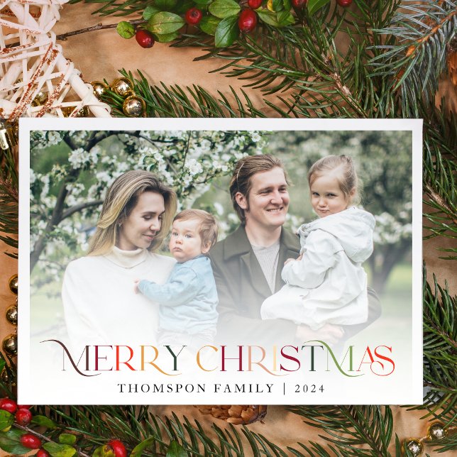 Classic Elegant Colorful Merry Christmas Photo Holiday Card (Creator Uploaded)