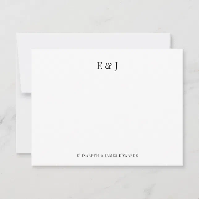 Classic Elegant Couple Initials Personalized Note Card Zazzle