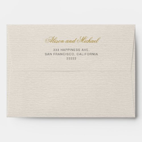 Classic Elegant Custom Gold Script Wedding Invite Envelope