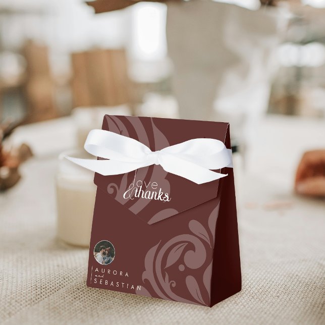 Classic Elegant Damask Deep Burgundy Wedding Favor Boxes (Creator Uploaded)
