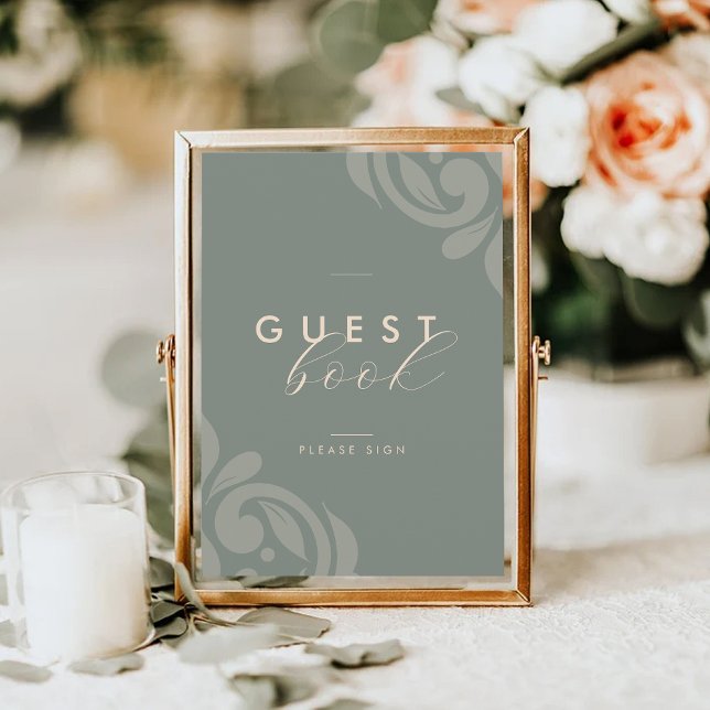 Classic Elegant Damask Typography Guestbook Sign (Creator Uploaded)