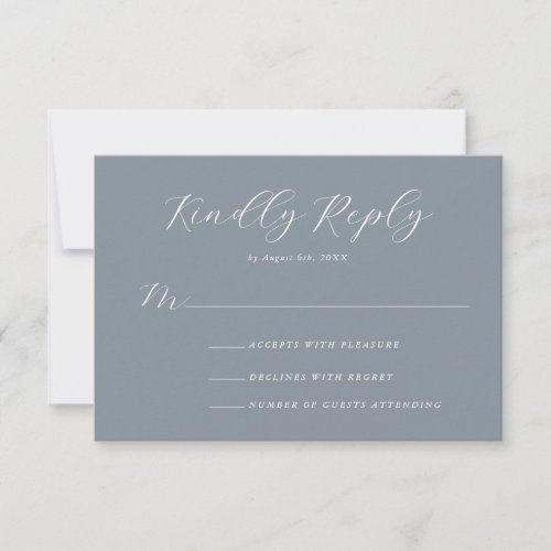 Classic Elegant Dust Blue Gray Romatic 1 Wedding RSVP Card