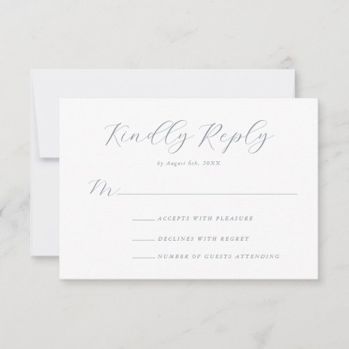 Classic Elegant Dust Blue Gray Romatic Wedding RSVP Card