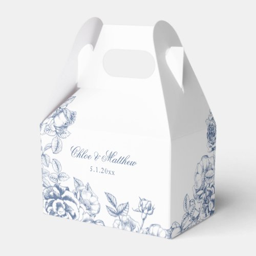 Classic Elegant Dusty Blue Floral Wedding Favor Boxes