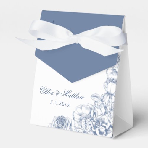 Classic Elegant Dusty Blue Floral Wedding Favor Boxes