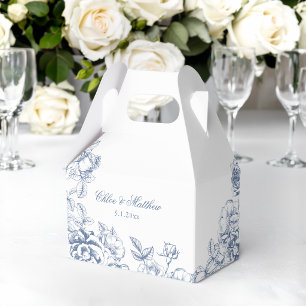 Classic Elegant Dusty Blue Floral Wedding Favor Boxes