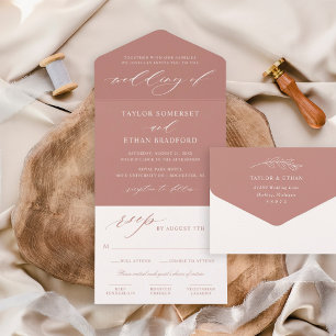 Classic Elegant Dusty Pink Wedding All In One Invitation