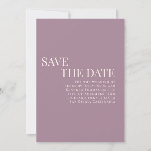 Classic Elegant Dusty Purple Wedding Couple Photo Save The Date