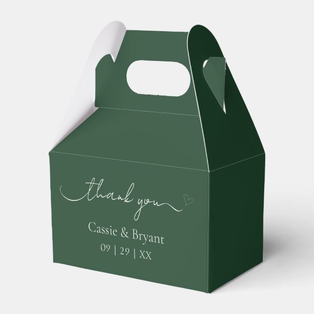 Classic Elegant Emerald Green Thank You Favor Boxes (Front Side)