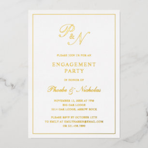 Classic Elegant Engagement Party Foil Invitation