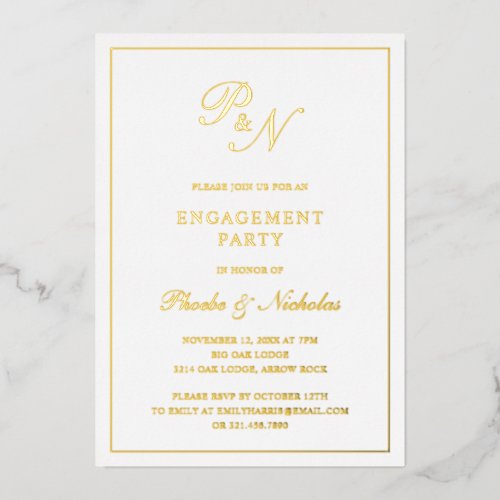 Classic Elegant Engagement Party Foil Invitation