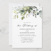 Classic Elegant Eucalyptus Leaves & Script Wedding