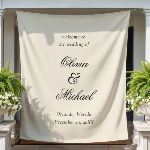 Classic Elegant Fabric Wedding Welcome Sign Tapestry