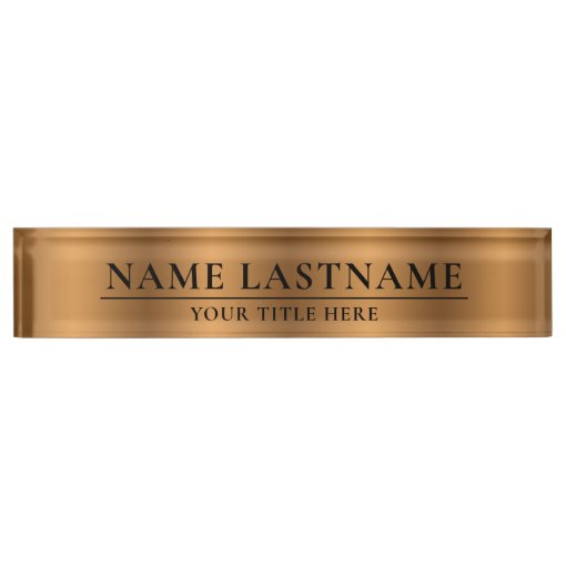 Classic Elegant Faux Bronze Copper Brown Desk Name Plate | Zazzle